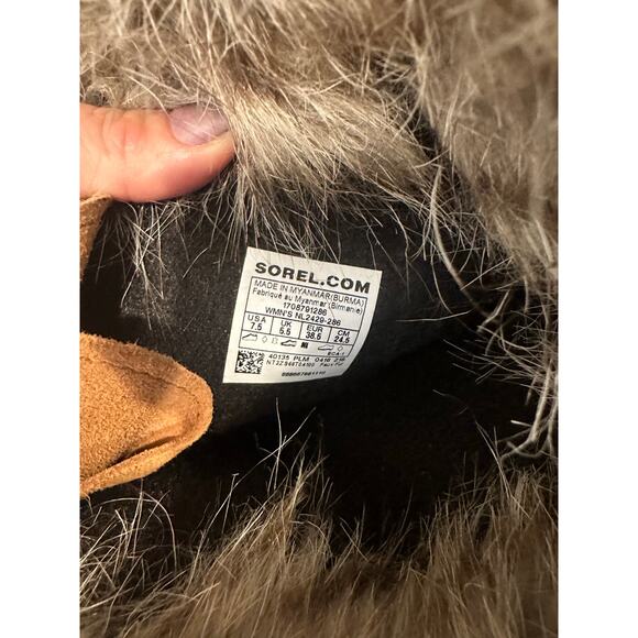 Sorel Leather Joan of Arc Winter Boots, Size 7.5 Brown Tan Macy Blue Liner - Picture 6 of 9